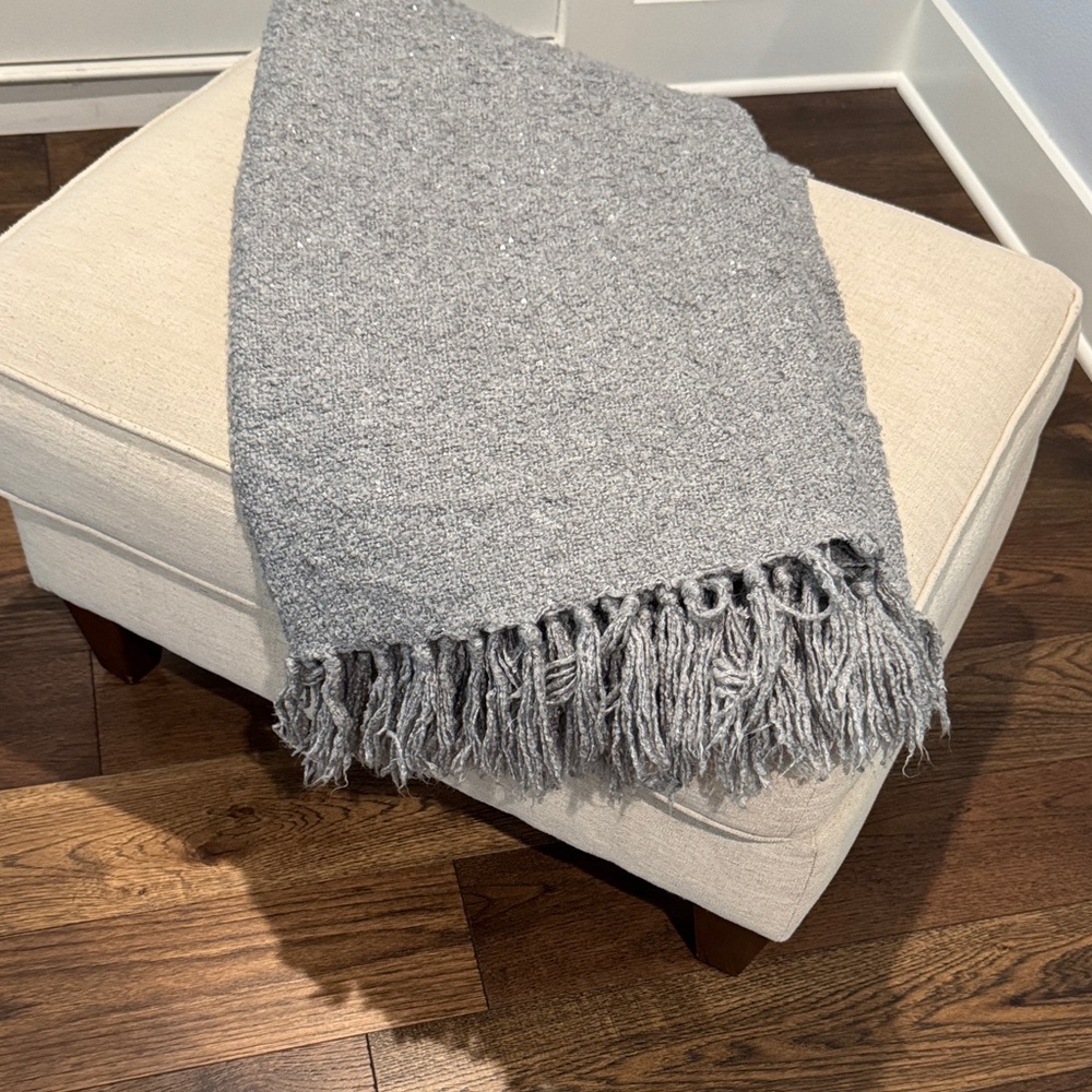 West Elm Gray Textured Throw Blanket